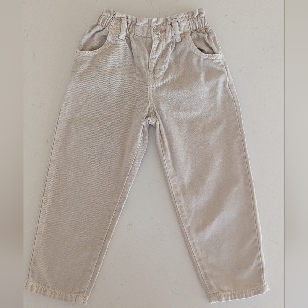 Zara | Cream Paperbag Waist Trousers